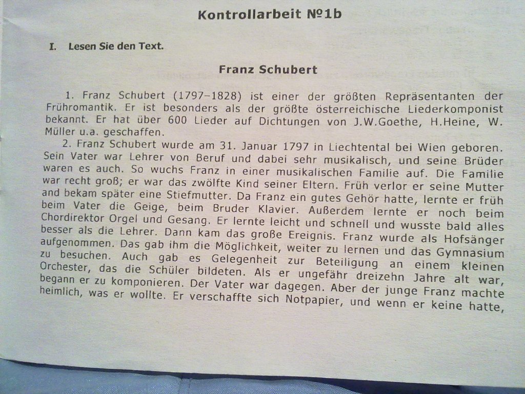 Die kontrollarbeit 2