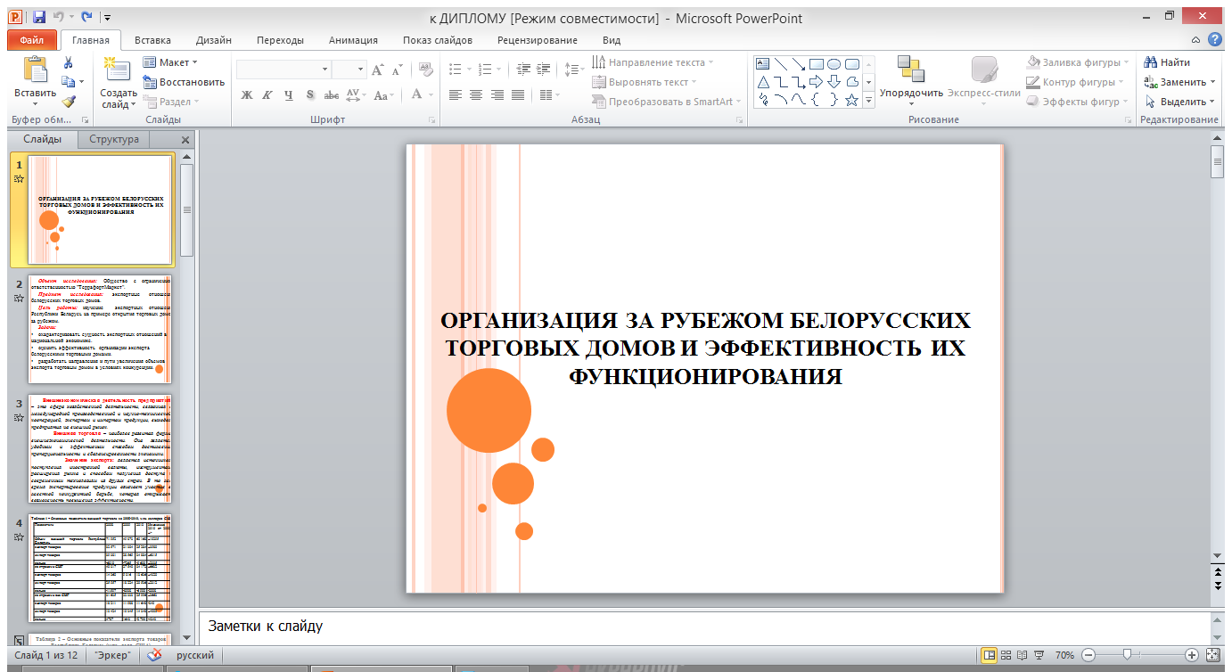 Сделать презентацию по диплому
